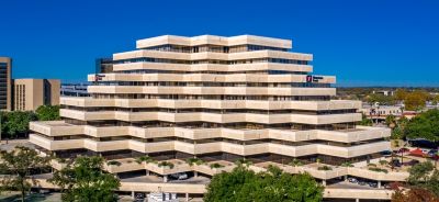 A photo of The Pyramid Building in San Antonio on a sunny day.